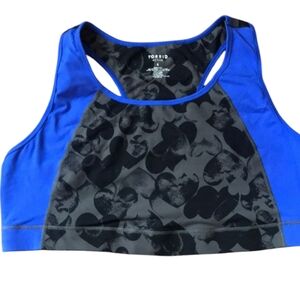 Torrid Active Blue & Gray Valentine Heart Print Sports Racerback Bra Size 4X
